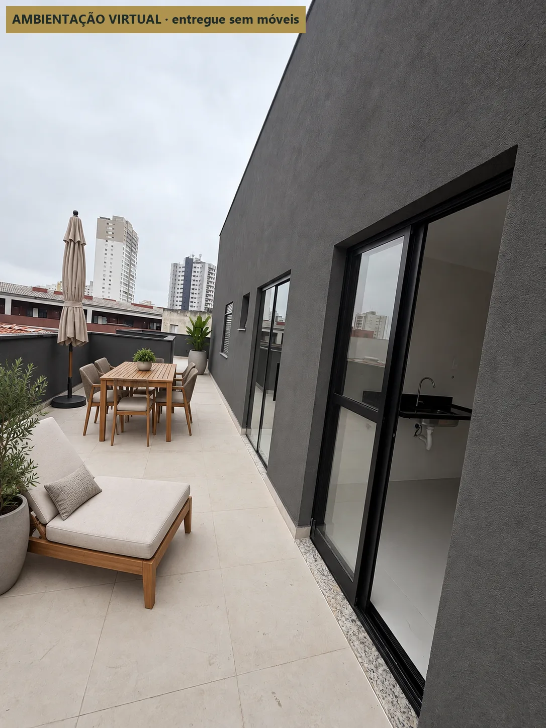 Terraço, mobiliado